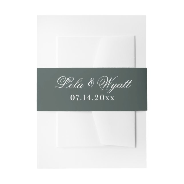 Modern Stylish Green Elegant Wedding Invitation Belly Band (Front Example)