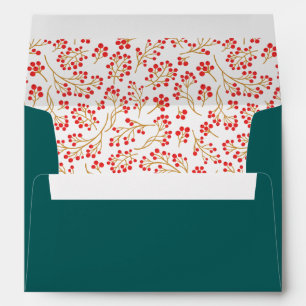 Modern Stylish Green Floral Pattern Christmas  Env Envelope