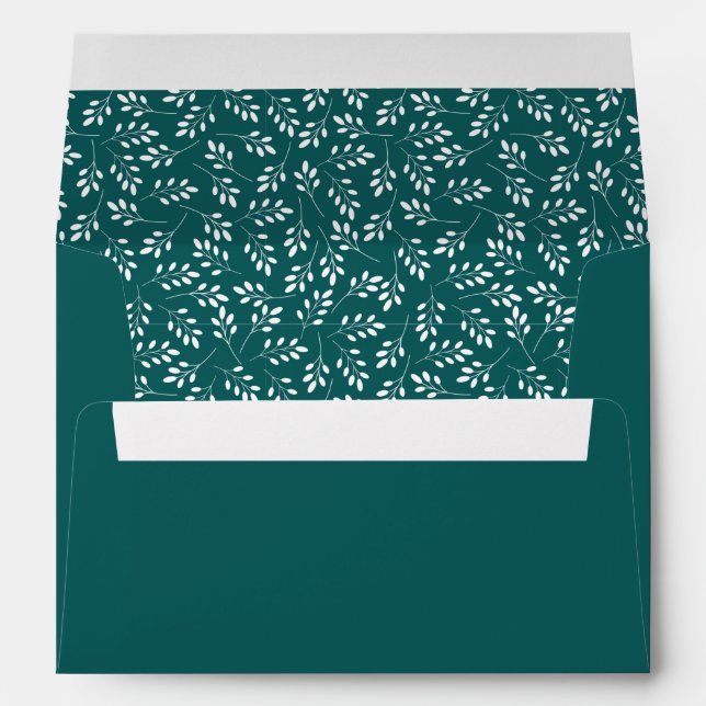 Modern Stylish Green Floral Pattern Christmas  Envelope (Back (Bottom))