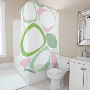 Modern Stylish Green Pink Abstract Pattern Shower Curtain