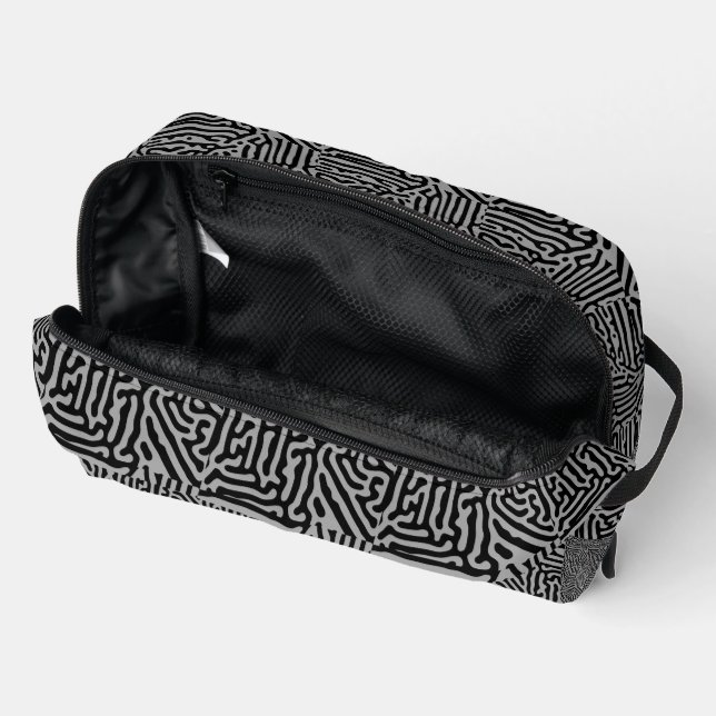 Modern  Stylish Grey & Black Classic   Dopp Kit (Open)