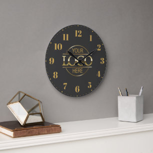 Modern Stylish Grey Branded Company Business Logo Large Clock