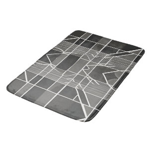 Modern Stylish Grey Geometric Pattern Bath Mat