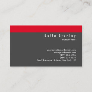 Modern Stylish Grey Red Consultant Manager Business Card