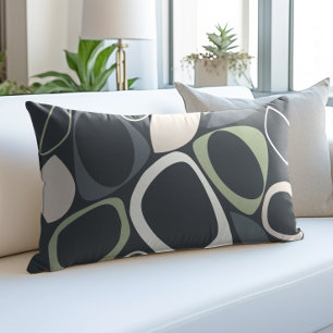 Modern Stylish Grey Sage Green Abstract Pattern Decorative Cushion