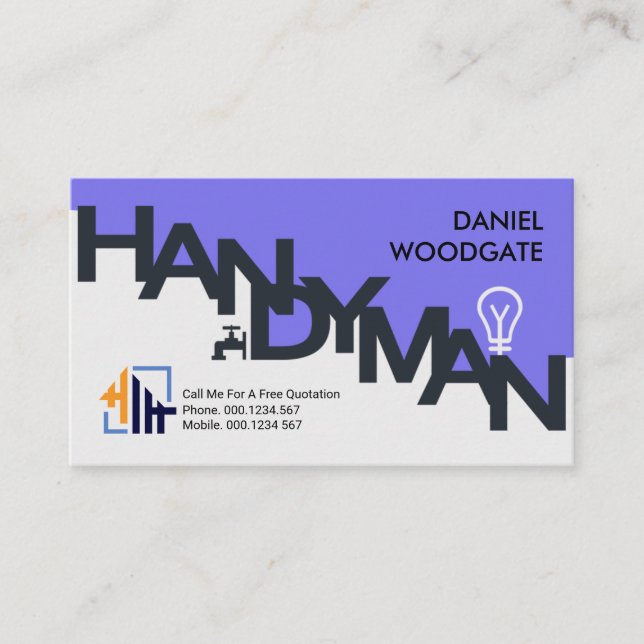 Modern Stylish Handyman Signage Home Construction Business Card (Front)