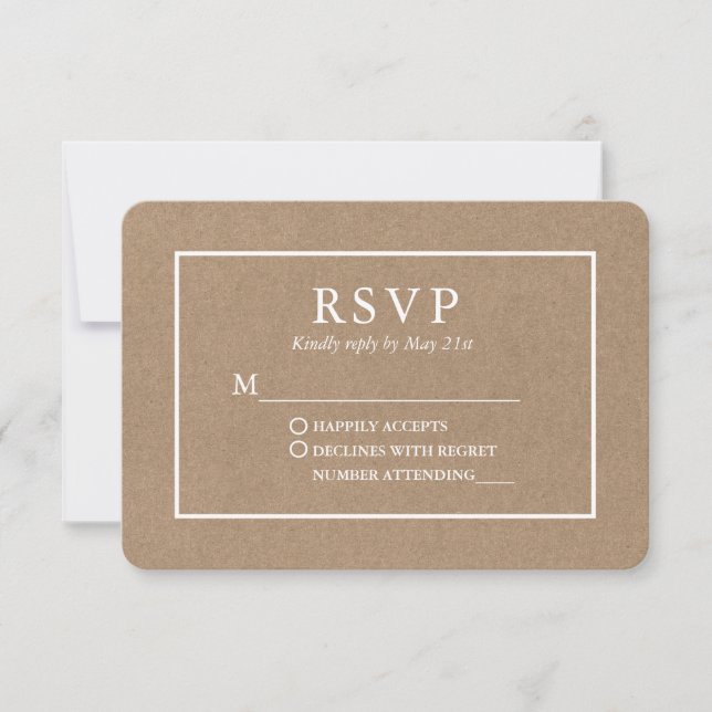 Modern Stylish Kraft Wedding RSVP Card (Front)
