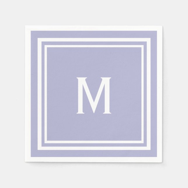 Modern Stylish Lavender Custom Monogram Napkin (Front)