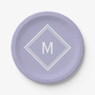 Modern Stylish Lavender Custom Monogram Paper Plate