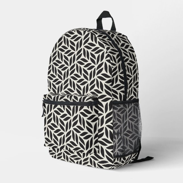 Modern Stylish Leaf Pattern Printed Backpack (Back Corner Right)