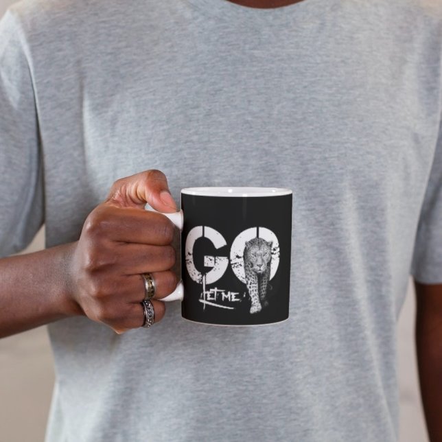 Modern Stylish LET ME GO Leopard Black Mug (Creator Uploaded)