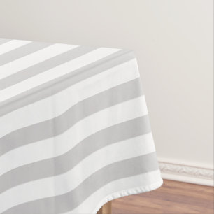 Modern Stylish Light Gray White Stripes Pattern Tablecloth