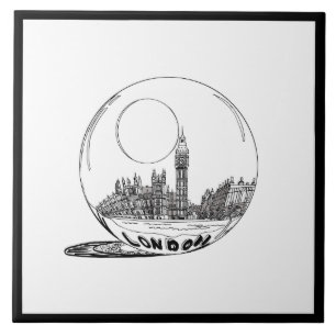 Modern Stylish London Sity Black White Ceramic Tile