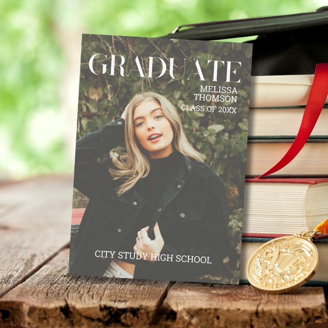 Modern Stylish Magazine Cover Graduation Photo Announcement (Creator Uploaded)
