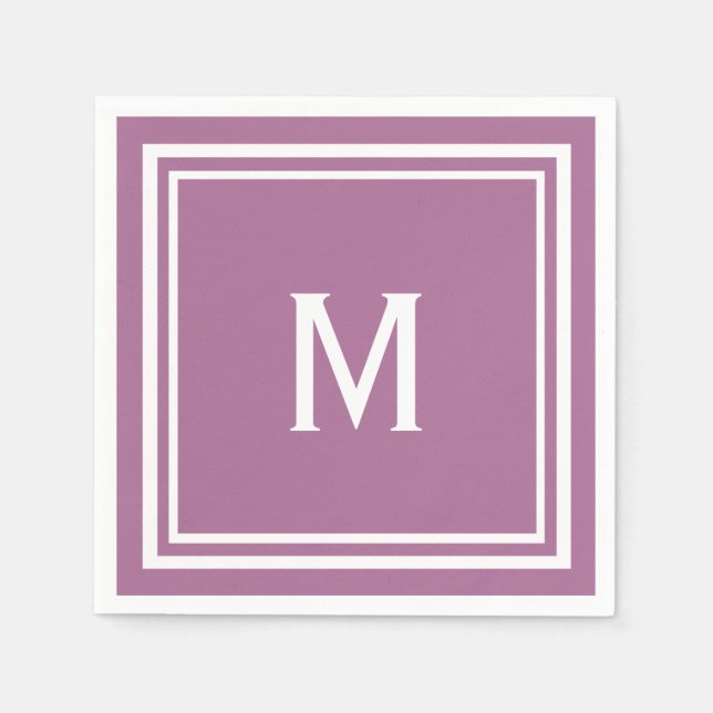 Modern Stylish Mauve Custom Monogram Napkin (Front)