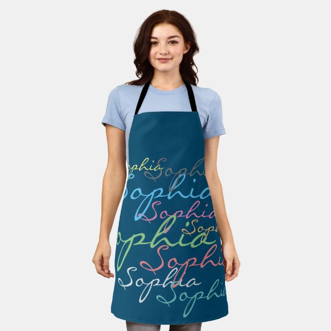 Modern Stylish Maximalist Custom Name Typography Apron (Worn)