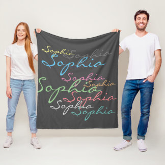 Modern Stylish Maximalist Custom Name Typography Fleece Blanket