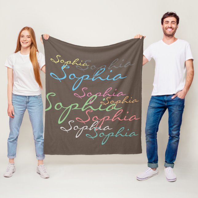 Modern Stylish Maximalist Custom Name Typography Fleece Blanket (In Situ)