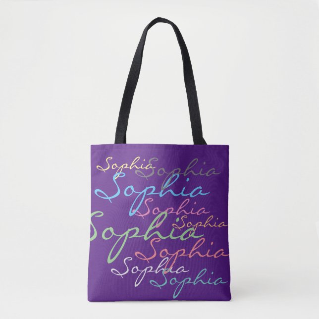 Modern Stylish Maximalist Custom Name Typography Tote Bag (Front)