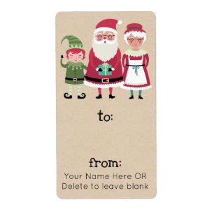 Modern Stylish Merry Christmas Santa Elf Gift Tag