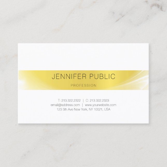Modern Stylish Minimalist Design Gold Luxury Plain Business Card (Front)