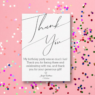 modern stylish minimalist thank you sweet 16 card