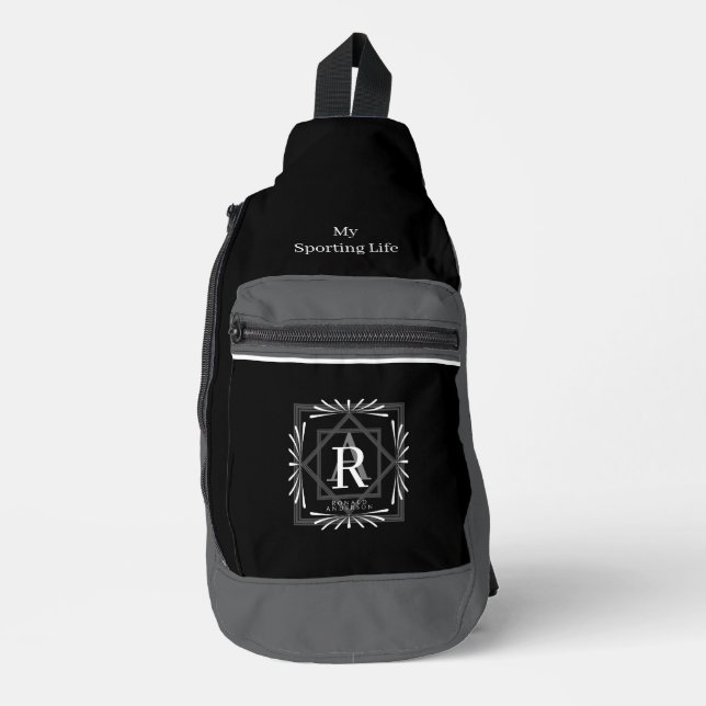 Modern Stylish Monogram Black Sling Bag (Front)