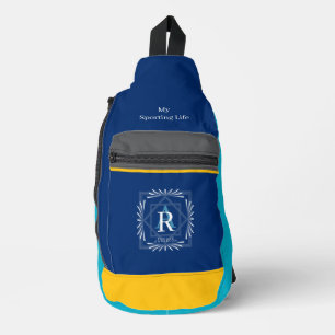 Modern Stylish Monogram Blue Sling Bag