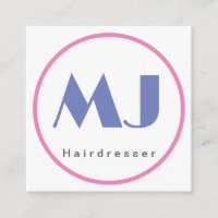 Modern Stylish Monogram Blue White Hairdresser