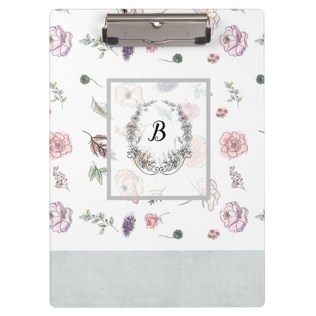 Modern Stylish Monogram Girly Patterns #3 Clipboard (Front)