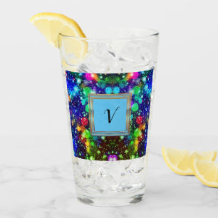Modern Stylish Monogram Patterns Winter Party Glass