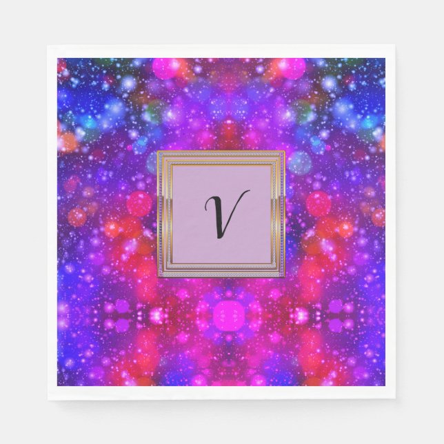 Modern Stylish Monogram Patterns Winter Party Napkin (Front)