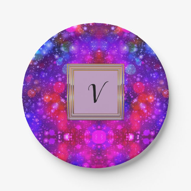 Modern Stylish Monogram Patterns Winter Party Paper Plate (Front)