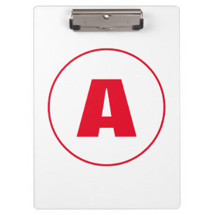 Modern Stylish Monogram Red Initial Letter White Clipboard