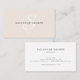 Modern Stylish Monogram Script Professional Peach Business Card