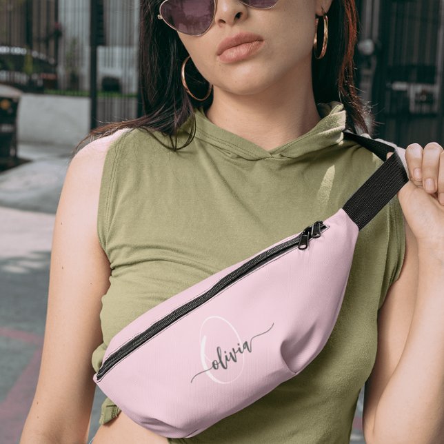 Modern Stylish Monogram Typography Pink Bum Bags (Creator Uploaded)