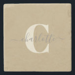 Modern Stylish Monogrammed Name Gold Tan Stone Coaster<br><div class="desc">Custom Modern Stylish Monogrammed Name Golden Tan Stone Coaster</div>