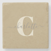 Modern Stylish Monogrammed Name Gold Tan