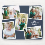 Modern stylish multi photo family home decor blue mouse pad<br><div class="desc">Modern stylish multi photo family home decor. Navy blue colour can be changed.</div>