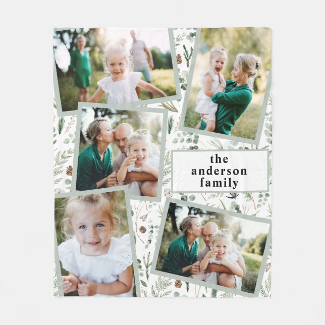 Modern stylish multi photo family home decor fleec fleece blanket (Front)