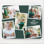 Modern stylish multi photo family home decor green mouse pad<br><div class="desc">Modern stylish multi photo family home decor. The green colour can be changed.</div>