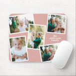 Modern stylish multi photo family home decor pink mouse pad<br><div class="desc">Modern stylish multi photo family home decor. The girly rose pink colour can be changed.</div>