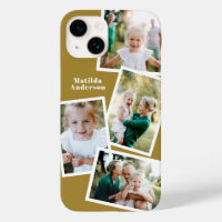 Modern stylish multi photo family mustard elegant