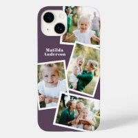 Modern stylish multi photo family purple