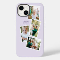 Modern stylish multi photo family purple girly