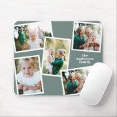 Modern stylish multi photo family sage green gift mouse pad (With Mouse)