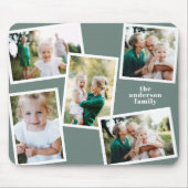 Modern stylish multi photo family sage green gift mouse pad (Front)