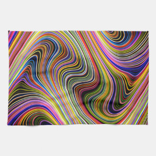 Modern Stylish Multicolor Curvy Lines Tea Towel