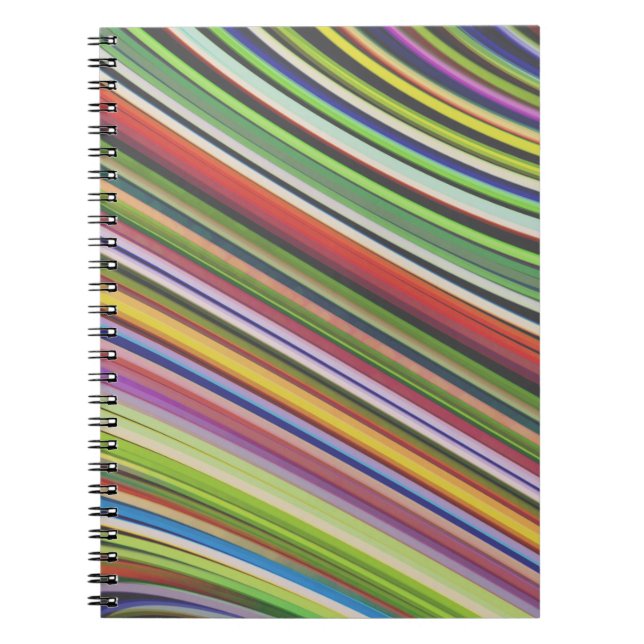 Modern Stylish Multicolor Curvy Neon Lines Notebook (Front)