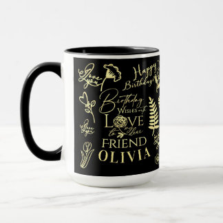 Modern Stylish Name Calligraphy Friend Birthday Mug